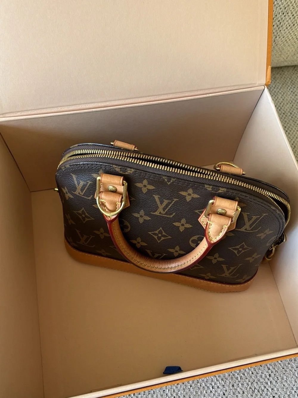 Louis Vuitton Monogram Alma BB Satchel in Brown and Tan - Picture 11 of 11
